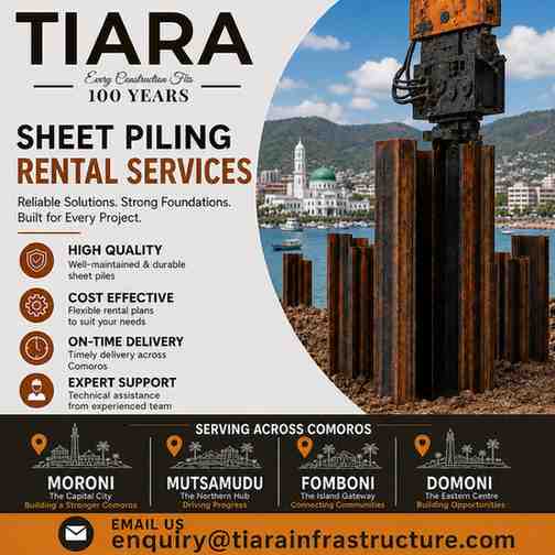 Sheet Piling Rental in Comoros | Moroni, Mutsamudu, Fomboni & Domoni
