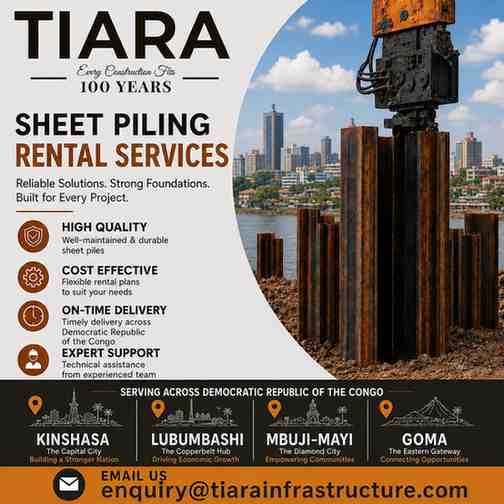 Sheet Piling Rental in Democratic Republic of the Congo | Kinshasa, Lubumbashi, Mbuji-Mayi & Goma