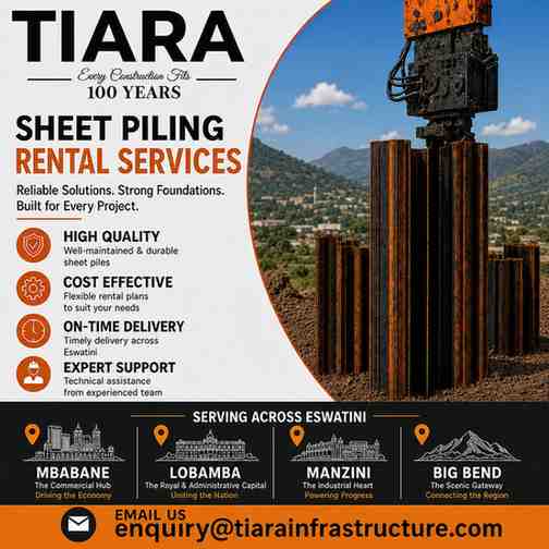 Sheet Piling Rental in Eswatini | Mbabane, Lobamba, Manzini & Big Bend
