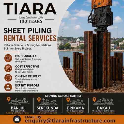 Sheet Piling Rental in Gambia – Banjul, Serekunda, Brikama & Bakau