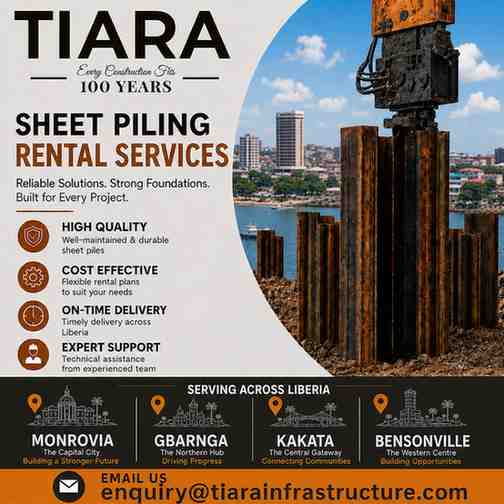 Sheet Piling Rental in Liberia – Monrovia, Gbarnga, Kakata & Bensonville