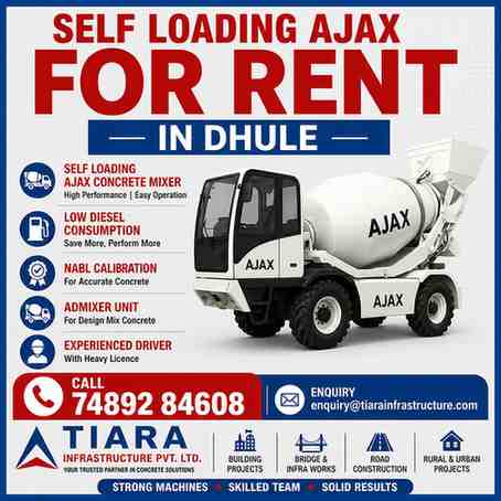 Ajax Fiori Self Loading Concrete Mixer on Rent in Dhule | 2000, 4300, 4500 Models | Call 74892 84608