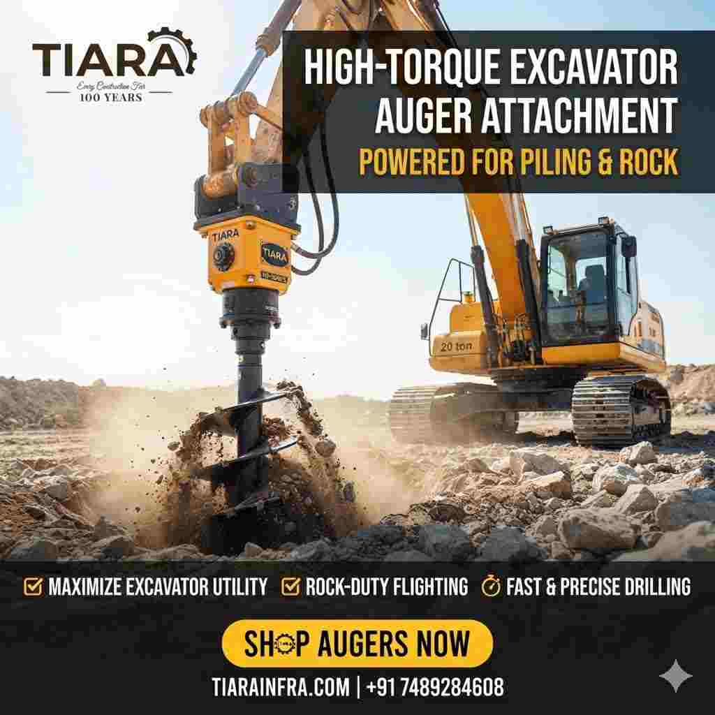 Heavy-Duty Excavator Mounted Auger for Sale | Tiara Infrastructure